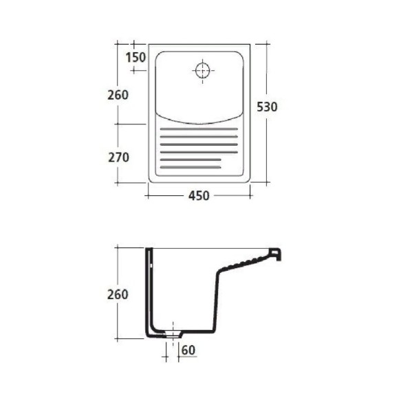 Раковина GALASSIA MI NERVA 2008 хозяйственная встраиваемая сверху на тумбу 9011