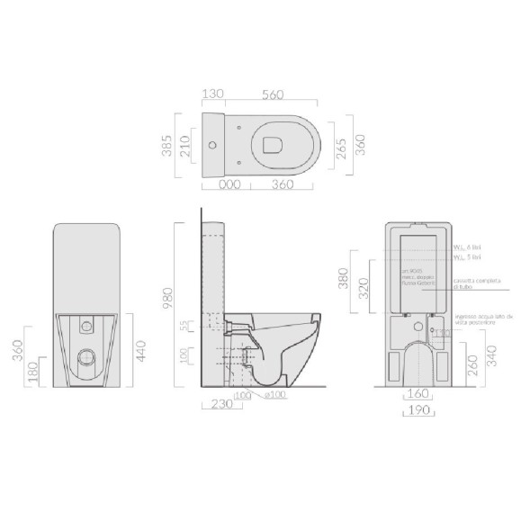 Унитаз GALASSIA Dream 7316 7113 напольный с бачком монолит цвет белый глянцевый