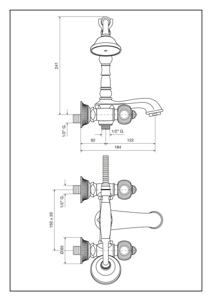 Emmevi The One Cloe, смеситель для ванны. Металлические ручки + черные кристаллы Swarovski, цвет хром 98011SWNE/CR
