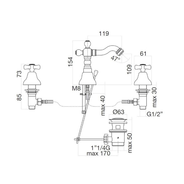 Смеситель для биде Webert Armony AM710202060, медь