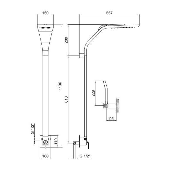 Душевая система Webert Wolo WO660302564, хром/черный