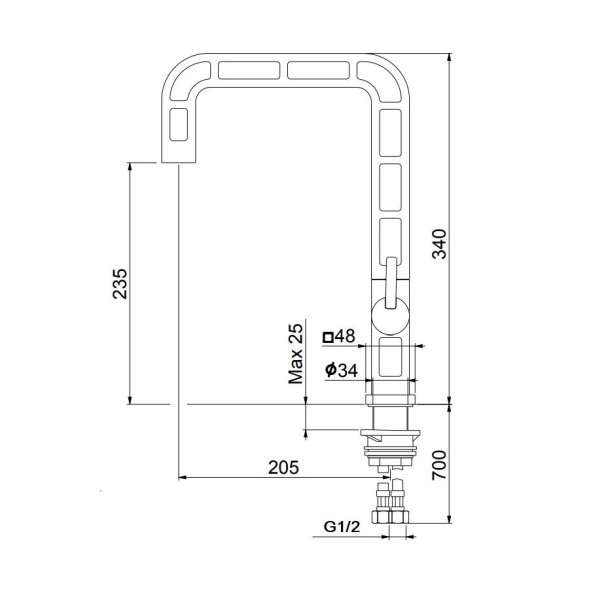 Смеситель для кухни Webert One-A ON921202441, черный/сталь