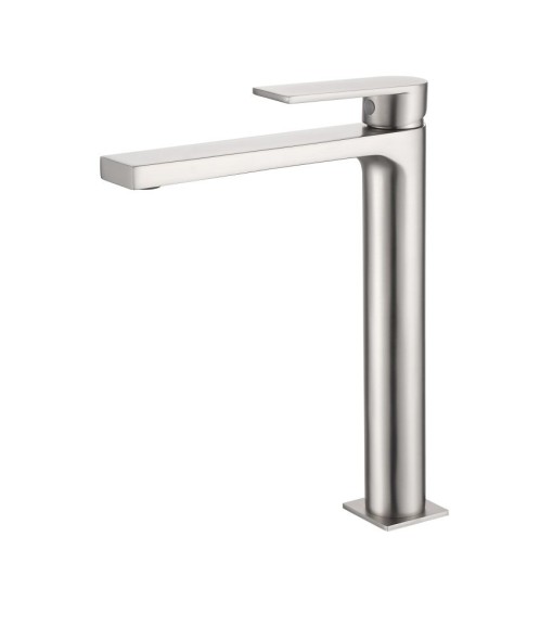 AQG Alpha, высокий однорычажный смеситель для раковины без донного клапана, никель сатин (PVD)