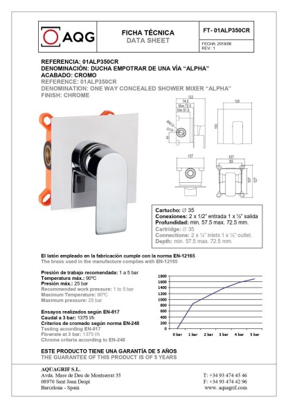 AQG Alpha, встраиваемый смеситель для душа на 3 выхода, с дивертером, цвет черный матовый