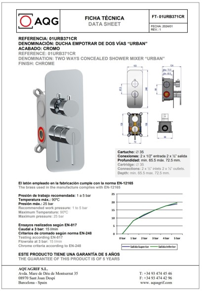 AQG Urban, душевой комплект ER231 на 2-3 потребителя, с потолочным кронштейном, цвет черный матовый