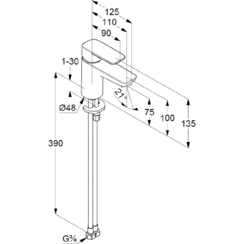 Смеситель KLUDI PURE&amp;STYLE 400280575 для раковины на одно отверстие однорычажный без донного клапана