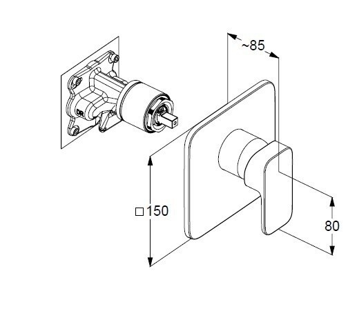 Смеситель KLUDI RENON 427555375 для душа встраиваемый внешняя часть