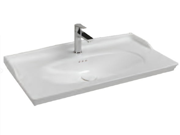 Раковина накладная ISVEA Stella прямоугольная 90см, с отв. под смес., без д/к арт. цвет белый глянцевый 10ST50090