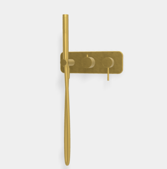 Смеситель для душа, Fima Carlo Frattini, Spillo Up, на 2 потребителя, цвет-брашированное золото F3049WX2OS