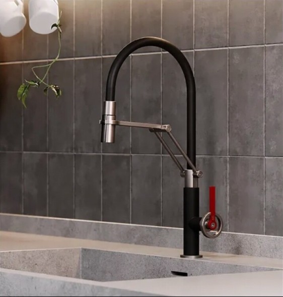 Gessi Смеситель для кухни, Officine V, цвет Никель матовый#Matte Black 60205#599