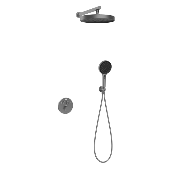 Vincea Душевой комплект Инспаер (Inspire) VSFW-3I22MT2GM встраиваемый, термостат, двухрежимный, вороненая сталь