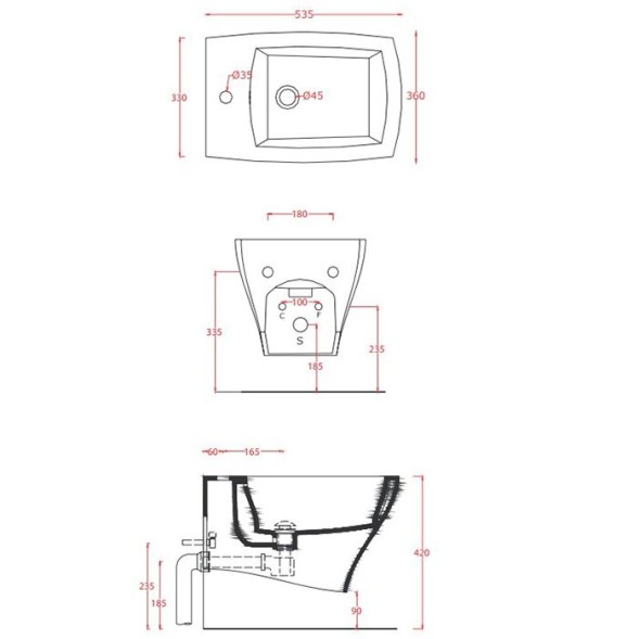 Биде Artceram Jazz подвесной с одним отверстием  цвет белый матовый JZB001 05 00