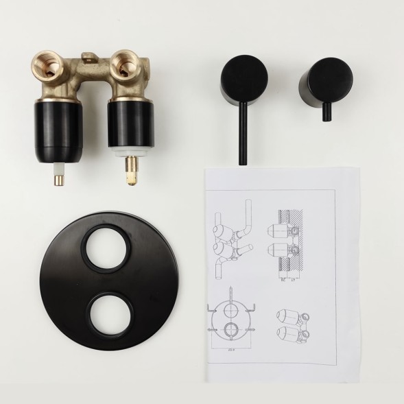 Paini 78PZ6911 Смеситель для душа Кокс с дивертором на 2 потребителя встраиваемый, брашированный чёрный