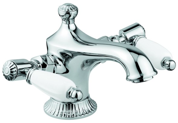 Emmevi The One Atena, смеситель для раковины, с белыми рукоятками, цвет золото 98003LC/OR