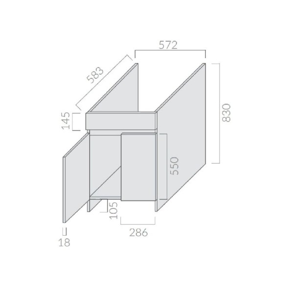 Тумба GALASSIA OSIRIDE 9001 напольная под хозяйственную раковину 2003