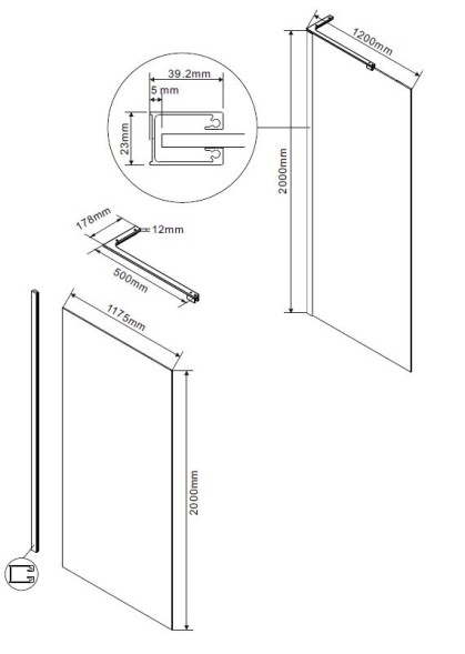 Vincea Душевая перегородка Волк-Ин (Walk-In) VLSW-1H120CLGM, 1200*2000, вороненая сталь, стекло прозрачное