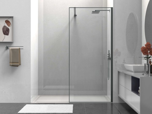 Vincea Душевая перегородка Волк-Ин (Walk-In) VSW-1HS900CLGM, 900*2000, вороненая сталь, стекло прозрачное