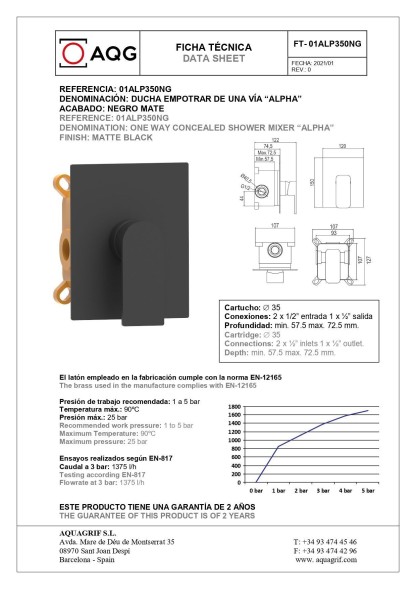 AQG Alpha, встраиваемый смеситель для душа, цвет хром