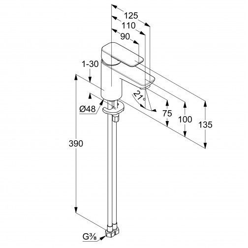 Смеситель KLUDI PURE&amp;STYLE 400283975 для раковины на одно отверстие однорычажный без донного клапана