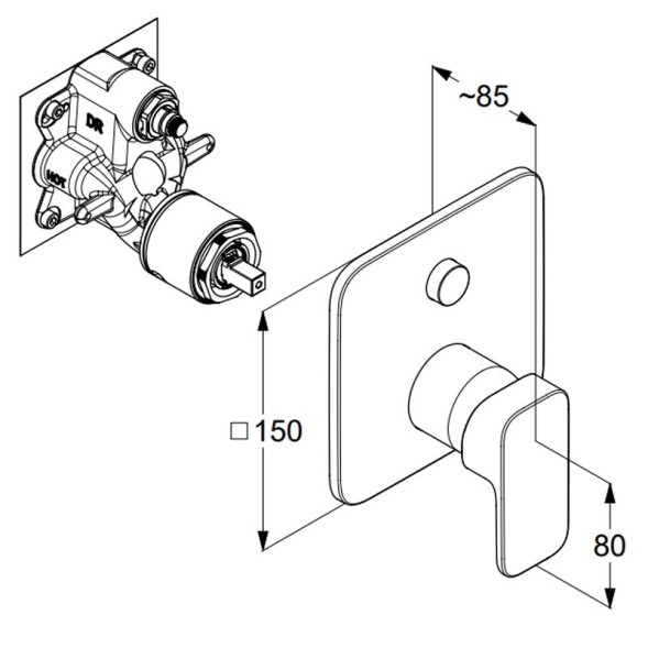 Смеситель KLUDI RENON 427590575 для ванны и душа встраиваемый внешняя часть с автоматическим переключателем воды PUSH&amp;SWITCH