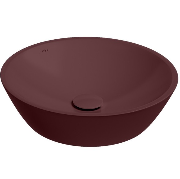 Раковина ISVEA SistemaY Soft накладная ШГВ 450*450*120 отверстия для смесителя отсутствуют цвет бордовый матовый 10SY66045-2R