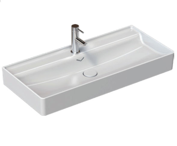 Раковина накладная ISVEA Vea 101 прямоугольная 101см, отверстие под смеситель в комплекте сифон цвет белый 10VAS5101I