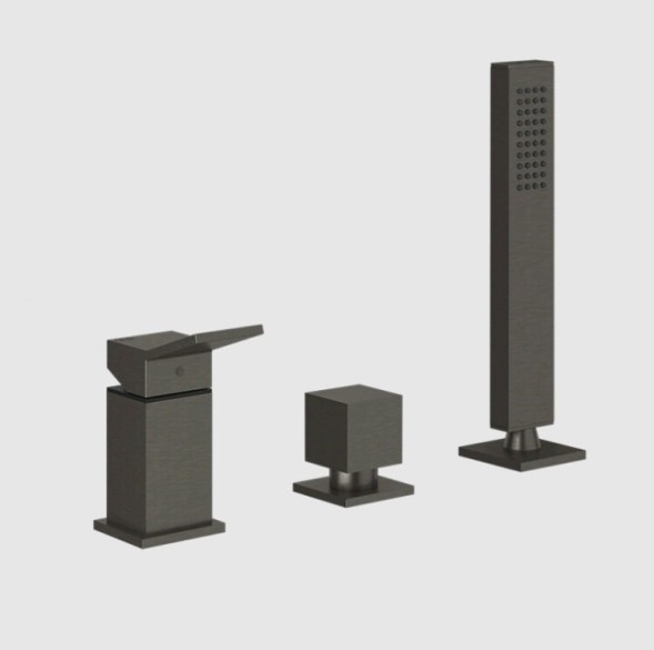 Gessi Смеситель для ванны и душа, Rettangolo K, на 2 потребителя, цвет Черный брашированный металл 53043#707