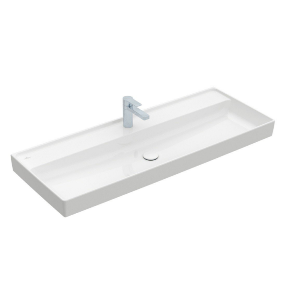 Villeroy&amp;Boch Раковина, Collaro, шгв 1200*470*160, отверстия для смесителя-1 сквозное, 2 промаркированных, CeramicPlus, цвет-камень белый 4A33C2RW