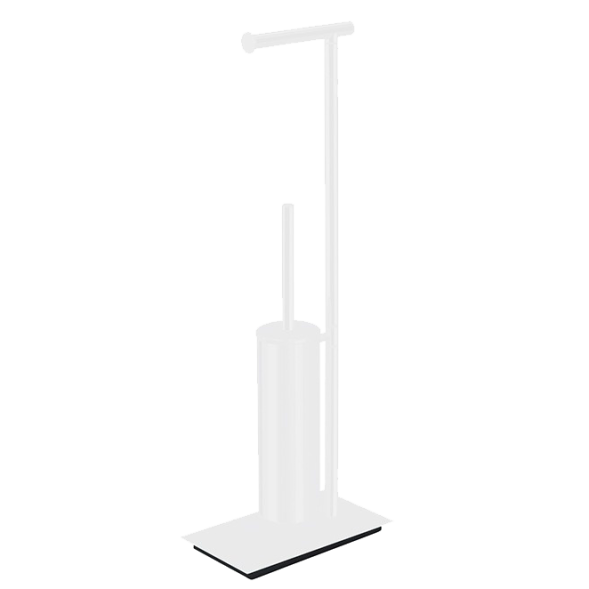 Стойка COLOMBO DESIGN SQUARE B9907.BM напольная с держателем туалетной бумаги и ершиком цвет белый матовый