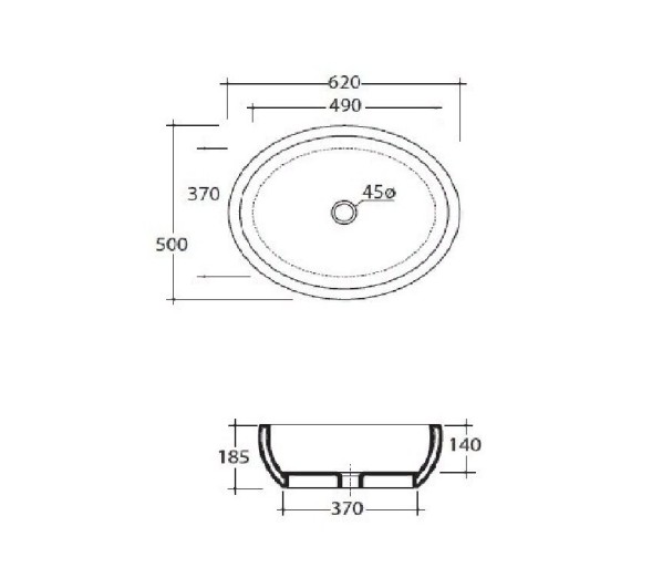 Раковина GALASSIA Midas 9863 накладная без отверстий без перелива цвет белый глянцевый