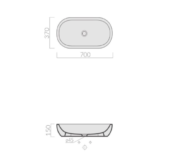 Раковина GALASSIA M2 5234 TR накладная без отверстий с переливом цвет травертин