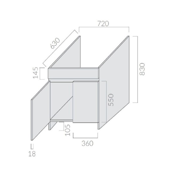 Тумба GALASSIA OSIRIDE MAx 9022 напольная под хозяйственную раковину 2009