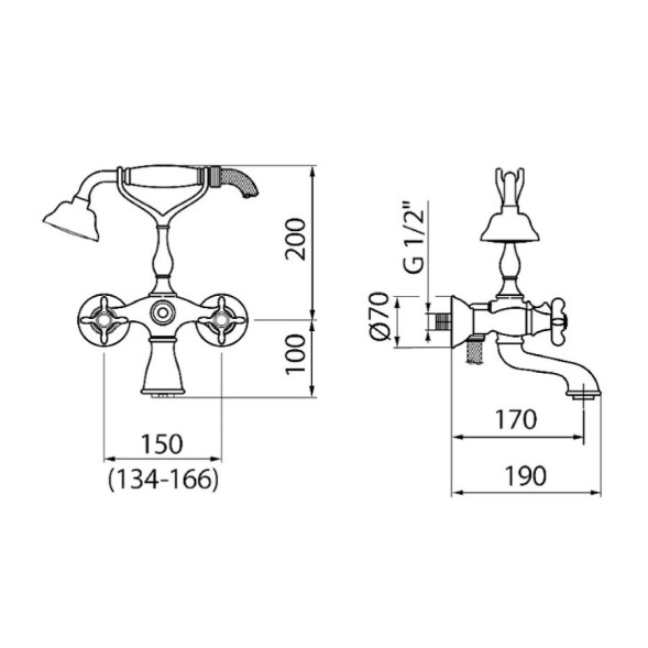 Смеситель для ванны Webert Ottocento OT720201065, бронза