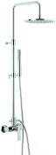 Emmevi Nefer, душевая колонна регулируемая по высоте 75,5-123 см: со смесителем и круглым антикальковым верхним душем 25 см, цвет брашированный никель 7700284/NS