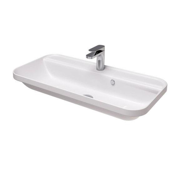 Hidra Gio,  встраиваемая прямоугольная раковина с закругленными краями 80x40x16,5h см, цвет белый глянцевый