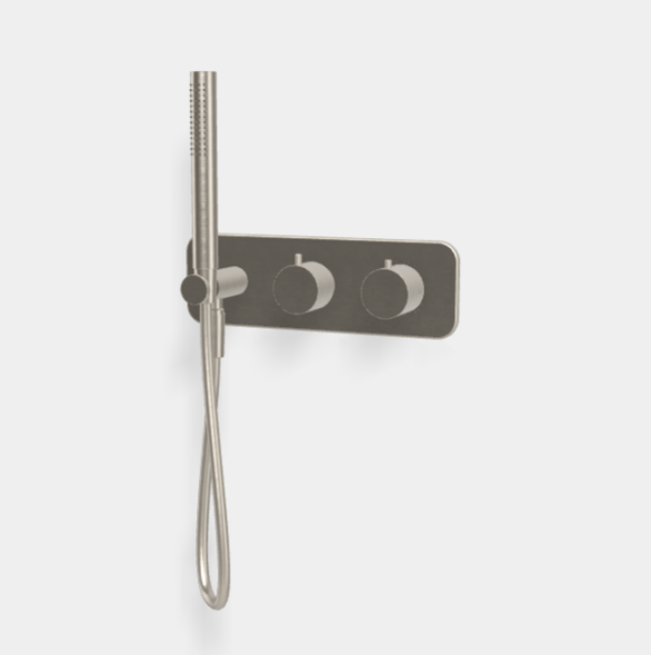 Смеситель для душа, Fima Carlo Frattini, Fimatherm, на 2 потребителя, цвет-никель брашированный F3149WX3SN