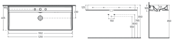Раковина накладная ISVEA Vea 120 прямоугольная 121см, отверстие под смеситель в комплекте сифон цвет белый 10VAS5120I