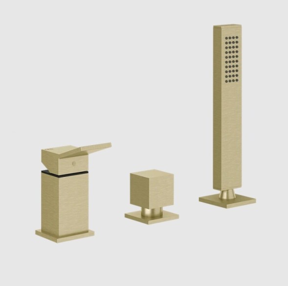 Gessi Смеситель для ванны и душа, Rettangolo K, на 2 потребителя, цвет Латунь матовая  53043#727