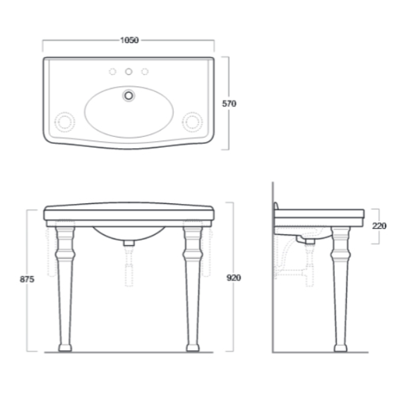 Раковина SIMAS LONDRA подвесная на ноги на кронштейны с одним отверстием цвет белый LO934