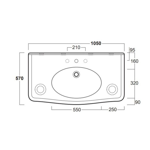 Раковина SIMAS LONDRA подвесная на ноги на кронштейны с одним отверстием цвет белый LO934