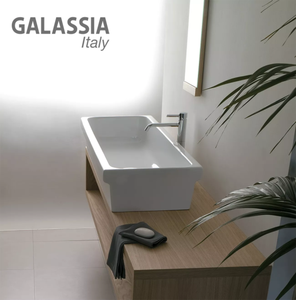 Раковина GALASSIA NINIVE 2007 хозяйственная/кухонная накладная глазурованная с 4 сторон