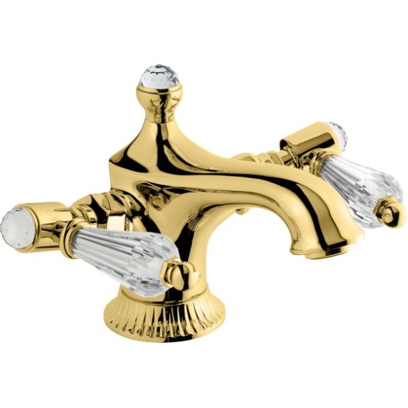 Emmevi The One Atena, смеситель для раковины. Прозрачные кристаллы Swarovski, цвет золото 98003LCSW/OR