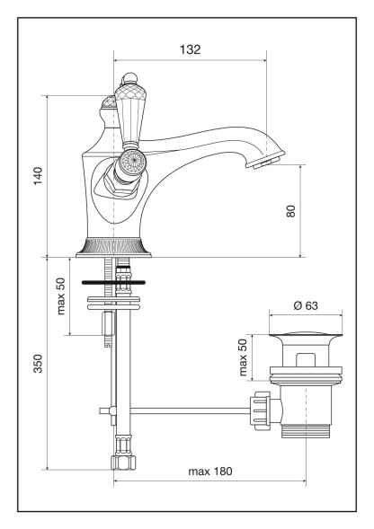 Emmevi The One Atena, смеситель для раковины. Прозрачные кристаллы Swarovski, цвет золото 98003LCSW/OR