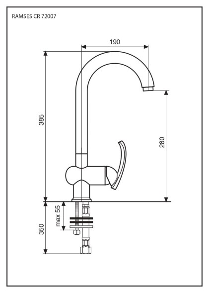 Emmevi Ramses, кухонный смеситель с поворотным изливом, цвет хром 72007CR