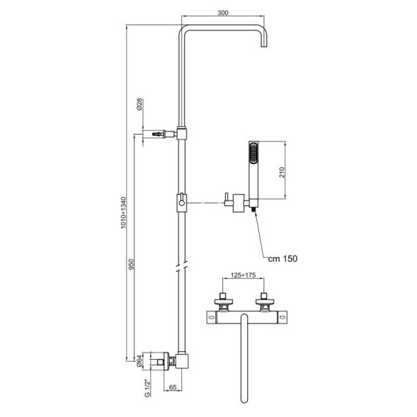 Душевая система с термостатом Webert Azeta New AA980508015, хром