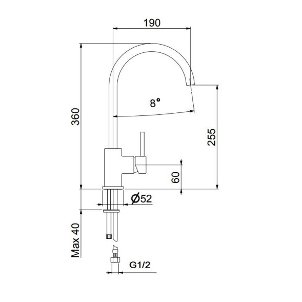 Смеситель для кухни Webert Praga PR920302560, черный