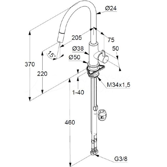 Смеситель KLUDI BINGO STAR XS 468513978 для кухни с выдвижным изливом