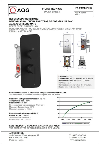 AQG Urban, душевой комплект ER233 на 2 потребителя, с потолочным кронштейном, цвет хром