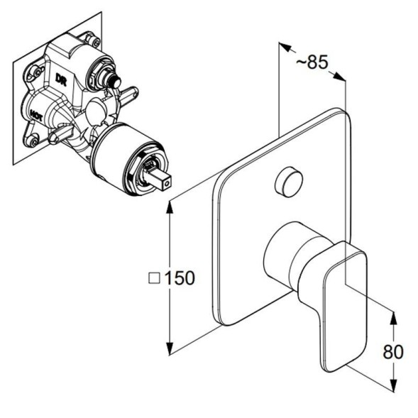 Смеситель KLUDI RENON 427595375 для ванны и душа встраиваемый внешняя часть с автоматическим переключателем воды PUSH&amp;SWITCH