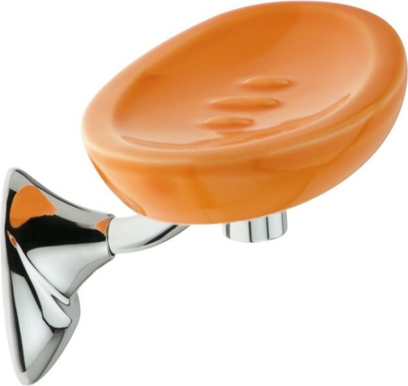 Stil Haus Zefiro, настенная керамическая мыльница, цвет хром - оранжевая керамика